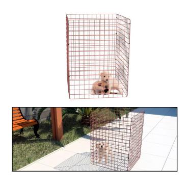 Imagem de Cercado Móvel para Cachorro Coelho 4 Telas 80cm Altura Cercadinho Pet para Adestrar Filhotes Rose