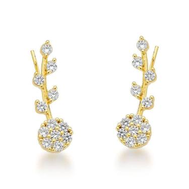 Imagem de Brinco Earcuff Flor Banhado A Ouro 18k - Cristal