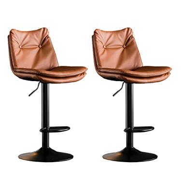 Imagem de Cadeiras de jantar cadeiras de sala de jantar banqueta de bar giratória, banco de bar de couro PU, altura ajustável com encosto e apoio para os pés para sala de jantar, ilha de cozinha, pub, bar, tudo está bem