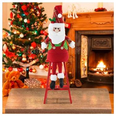 Imagem de Boneco Papai Noel Natal Em Tecido Escada 54cm