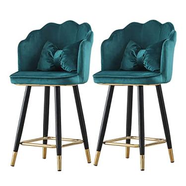 Imagem de Cadeiras de jantar cadeiras de sala de jantar elegantes bancos de bar de cozinha de café da manhã com encosto conjunto de 2, cadeiras de bar de veludo para cozinha restaurante bar 65/75 cm altura tudo está bem