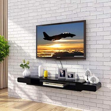 Imagem de StrOux Suporte flutuante para TV, gabinete de TV, unidades de parede para sala de estar, prateleira flutuante montada na parede, gabinete de TV, DVD Hello