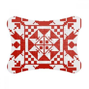 Imagem de Moldura de quebra-cabeça com textura vermelha em mosaico, estilo Rússia