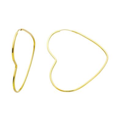 Imagem de Brinco Ouro 18k 750 Argola Coracão Adulto 2.5cm