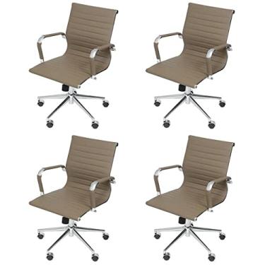 Imagem de Kit 4 Cadeiras para Escritório Esteirinha Baixa Giratória Office Or Design Fendi