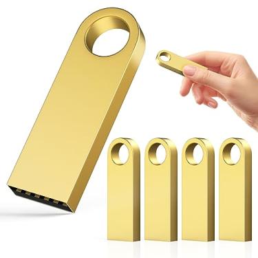 Imagem de Pen Drive USB 8GB Pacote de 5, Hrich USB 2.0 8GB Pacote de 5 USB Flash Drive, Armazenamento de Dados de Alta Velocidade Memory Stick,para laptop, Memory Stick, Armazenamento de Unidade (8GB Ouro)