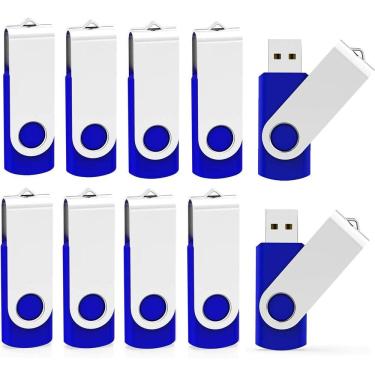 Imagem de Pacote com 10 unidades flash Kootion, design de chaveiro de 32 GB, azul