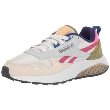 Imagem de Reebok Tênis unissex Hexalite de couro clássico para adultos, Branco/cinza dourado/estuque, 33 BR