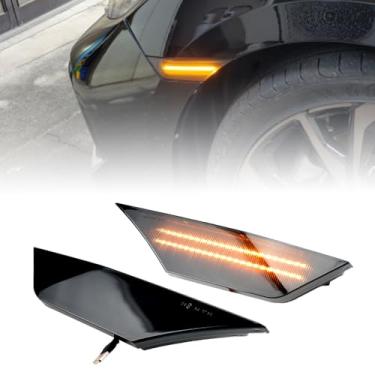 Imagem de QKLsudua 1 par de luzes de marcação de para-lamas dianteiros dinâmicas com luz de seta compatível com Hon-da Ci-vic 10ª geração Se-dan, Cou-pe, Ha-tchback 2016 2017 2018