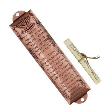 Imagem de kowaku Mezuzah para porta mezuzah caso com rolagem 13cm decoração mezuza capa metal mezuza placa para interior ao ar livre porta de entrada casa, C