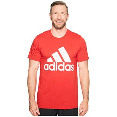 Imagem de Adidas Badge of Sport Camiseta masculina clássica com estampa de distintivo esportivo, Scarlet/White, Medium