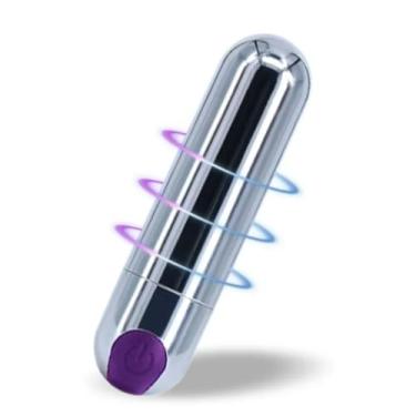 Imagem de Vibrador Feminino Mini Cápsula Bullet Prata Com 10 Velocidades