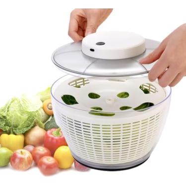 Imagem de Secador giratório de alface automático 4,5L/6L, girador de salada elétrico, lavador de alface rotador de salada, recarregável por USB, para salada de verduras, alface, frutas e vegetais, 4,5