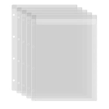 Imagem de Pacote com 5 bolsos de plástico tamanho A4, pastas de PVC à prova d'água, com 4 furos, saco de folhas soltas, planejador, bolsas de inserção para fotos, documentos, carimbos e matrizes organizador de