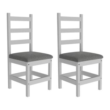 Imagem de Conjunto com 2 Cadeiras de Jantar Madeira Maciça Lívia Multimóveis CR5092 Branco