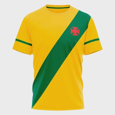Imagem de Camisa Braziline Vasco da Gama Brasil Manicoré Masculina Amarelo Verde