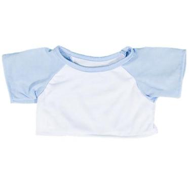 Imagem de Camiseta Branca Teddy Bear Clothes Stuffems Toy Shop Com Mangas Azuis