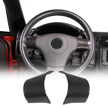 Imagem de Moldura de botão de volante de carro para Chevrolet Corvette C6 2005-2013 Adesivo de proteção de painel de volante de carro Acessórios interiores (sem furos) (fibra de carbono)