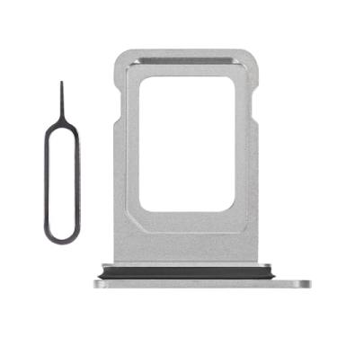 Imagem de Risidamoy Substituição para iPhone 14 Pro Max Silver SIM Card Slot com anel de borracha à prova d'água para iPhone 14 Pro Suporte de bandeja de cartão único adaptador ejetor de agulha para A2651 A2893