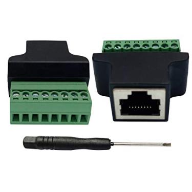 Imagem de AAOTOKK Terminal de parafuso RJ45 RJ45 8P 8C fêmea para terminal de parafuso fêmea de 8 pinos, plugue de rede Ethernet para acoplador AV CCTV UTP DVR Cat5 Cat6 Cat7 (pacote com 2/fêmea)