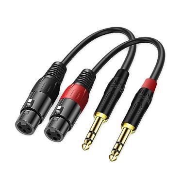 Imagem de LanSenSu Adaptador estéreo XLR para 1/4 TRS, XLR fêmea para microfone estéreo balanceado de 6,35 mm, cabo conversor de áudio estéreo com 2 unidades - 30 cm