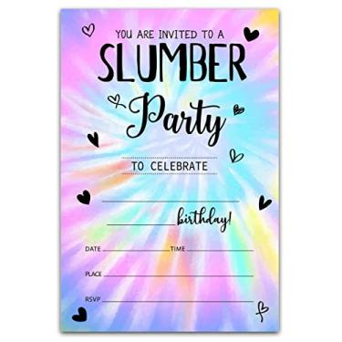 Imagem de Disfuco Convites de festa do pijama - artigos de festa do pijama para meninas e meninos - Convites de festa de aniversário do pijama - 20 cartões de convite com 20 envelopes (f07)