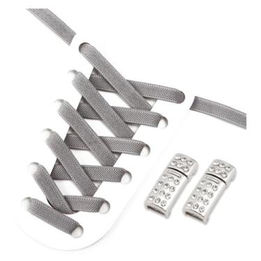 Imagem de Shoelaces Without Tie Kids Adult Width Elastic Laces For Flat Sport Shoes Casual Shoes Accessories (Color : Light gray)