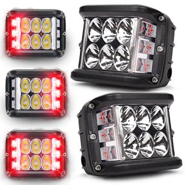 Imagem de HOYUZA Luzes laterais de tiro de 10 cm, duas laterais, vermelho, cubo de LED para trator agrícola, caminhão, barco, quadriciclo, UTV, SUV, off-road, 4 x 4