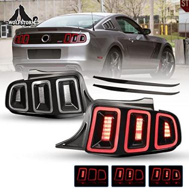 Imagem de WOLFSTORM Luz traseira de LED para Ford Mustang 2010-2014 com design de função de seta sequencial, luz de funcionamento diurno, conjunto de substituição de lâmpada traseira de LED Ford Mustang