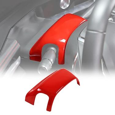 Imagem de Daeiclru Capa de acabamento da base do volante do carro compatível com Chevrolet Corvette C8 2020-2023, acessórios de acabamento do painel de volante interior ABS (vermelho)