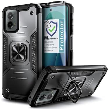 Imagem de WDHD Capa para Motorola Moto G Power 5G 2024, [Military-Grade] Proteção de corpo inteiro, suporte magnético para carro, capa resistente com protetor de tela de vidro temperado (preto)