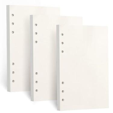 Imagem de Refil de papel A6, [pacote com 3] Toplive 100 g/m² de papel em branco recarregável com 6 furos, folhas soltas, 135 folhas (270 páginas) para fichário de 6 anéis, caderno de diário