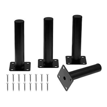 Imagem de Seimneire 4 peças de pernas de móveis, pé de suporte de metal preto, pernas de substituição resistentes para sofá, armário de TV, mesa de café, cama, aparadores, cômoda de armário - 127 mm