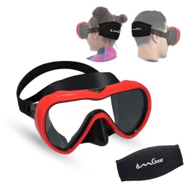 Imagem de OMGear Máscara de Mergulho Equipamento de Mergulho para Crianças Adultos Máscara de Snorkel Óculos de Mergulho de Silicone com Cobertura de Nariz para Mergulho, Pesca de Aranha e Neoprene Capa Resistente a Impactos (Vermelha)