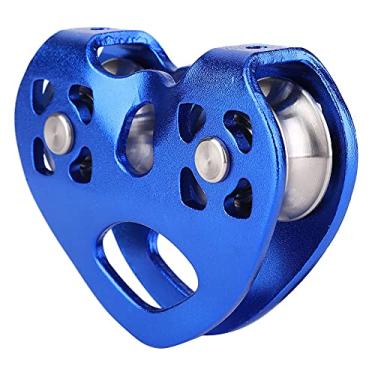 Imagem de Polia de Escalada, Eixo Duplo Externo, Polia Dupla, Carrinho de Cabo, Equipamento de Máquinas Em Formato de Coração para Montanhismo, Escalada, Rapel, Tirolesa, Esportes (Azul)