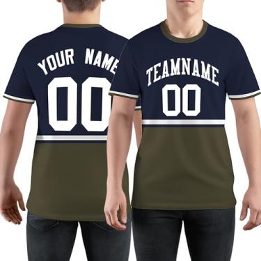 Imagem de Camiseta de beisebol casual personalizada, número do time de beisebol, camisetas esportivas para homens e mulheres jovens, Azul marinho e verde amy - 53, One Size