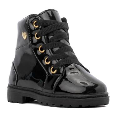 Imagem de Bota Infantil Feminina Coturno Menina Cano Médio (Preto, BR, Criança de 1 a 3 anos, Faixa Numérico, 24, 25)