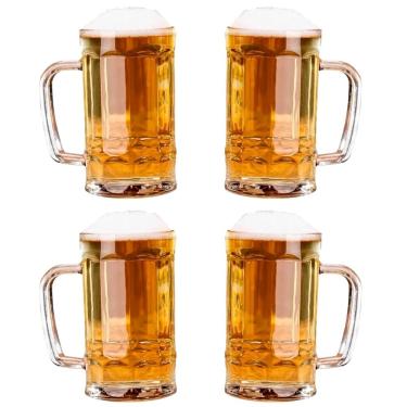 Imagem de Jogo 4 Canecas de Chopp em Vidro Copo para Cerveja 350ml Translucido