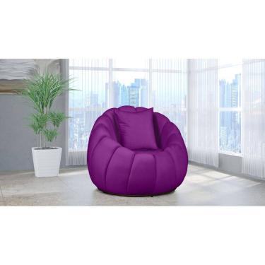 Imagem de Poltrona Decorativa Concha Giratória Almofada Veludo Roxo - Londrilar