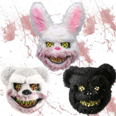 Imagem de Máscara Festa Fantasia Coelho Urso Pelúcia Terror Grande Halloween Carnaval Rave Infantil Adulto Masculina Feminina (URSO PRETO)