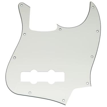 Imagem de Musiclily 10 Furos Escudo Baixo Pickguard para Fender EUA/Mexicana Standard Jazz Bass 4 Cordas, 3 Camadas Pergaminho