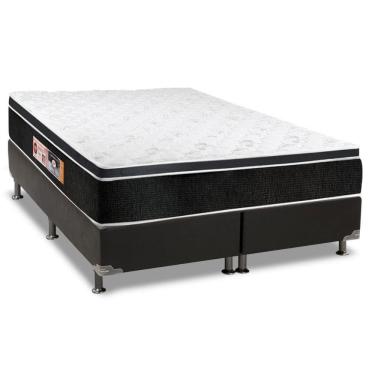 Imagem de  Cama Box King: Colchão Espuma D33 Castor Black e White + Base CRC Suede Black(193x203)