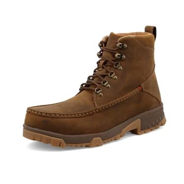 Imagem de Twisted X Bota de trabalho masculina com bico de liga metálica de 15 cm – Botas de trabalho com bico de aço feitas com couro híbrido duraTWX®, forro de malha de ar, entressola de EVA de compressão,
