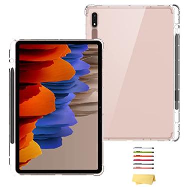 Imagem de UUcovers Capa traseira transparente para Samsung Galaxy Tab S8+/S8 Plus 2022 e Tab S7 FE 5G 2021 e S7+/S7 Plus 2020 (SM-X800/T730/T970) com suporte para caneta S, fina, transparente, macia e à prova