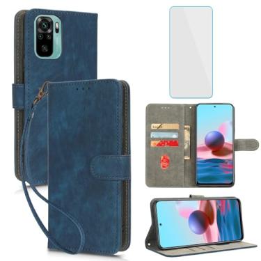 Imagem de IUQXU Capa carteira para celular Xiaomi Poco M5s com protetor de tela [bloqueio RFID] Suporte de cartão de couro com suporte para celular feminino e masculino para Xiaomi Redmi Note 10S 4G / Redmi
