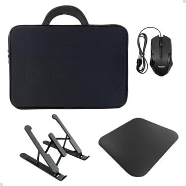 Imagem de Pasta Para Notebook Mouse Com Fio Suporte Dask Pad Pequeno Kit Gamer (Preto, 15,6")