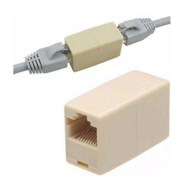 Imagem de Emenda Conector RJ45 Fêmea Cabo de Rede Internet Cat5e/ Cat6 - Paralel