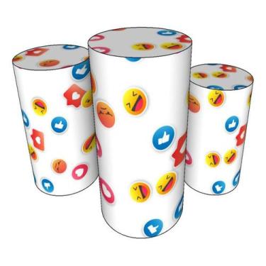 Imagem de Trio Capas De Cilindro C/ Elástico Emoji - Fadrix