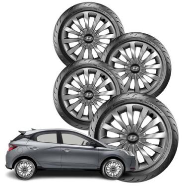 Imagem de Jogo 4 Calota Aro 13 Silver Hb20 Tucson Hb20s - ELITTE MOTORS