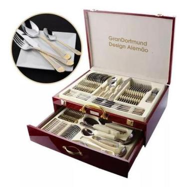 Imagem de Faqueiro Luxuoso Inox 84 Peças Banhando A Ouro 24K - Sa, Songle, Nakaz